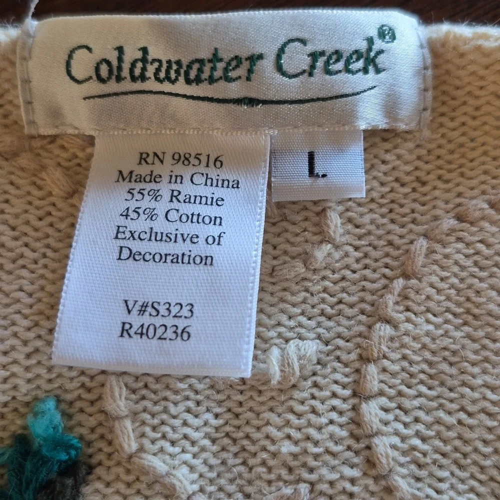 ColdwaterCreek:Vintage 1990s Beautiful Floral Embroidered Cardigan (1680A) Sz.L. - Picture 8 of 16